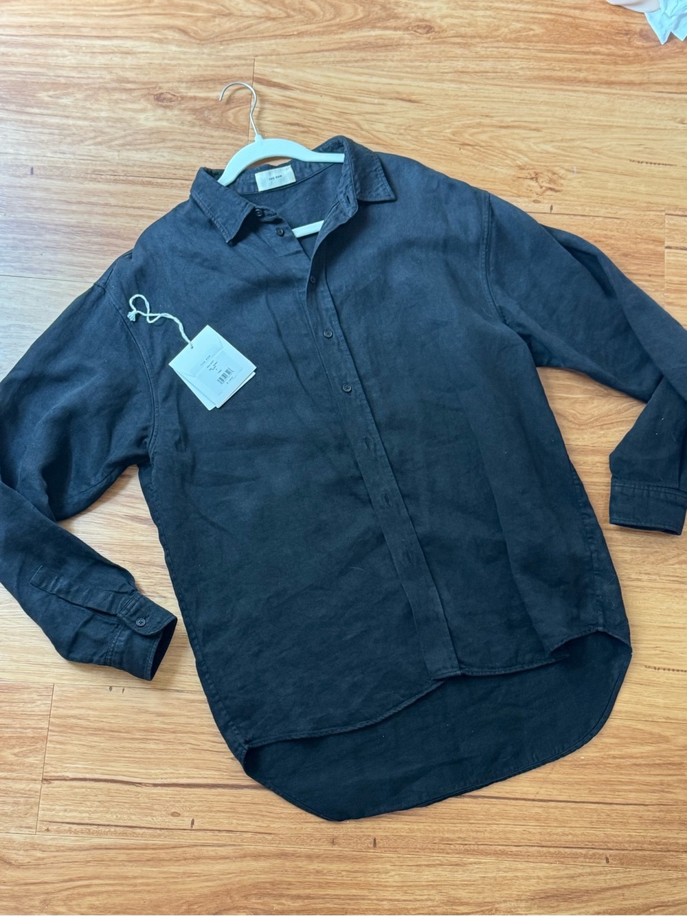 The Row Penn Shirt Men's Black Linen Button-Down Shirt Authentic